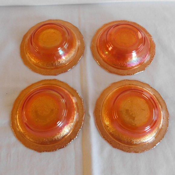 Federal Glass Normandie Bouquet Lattice Sunburst Iridescent 4 Berry Dessert Bowl - Picture 3 of 5